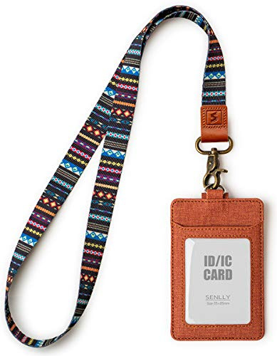 SENLLY Ausweishalter mit Süß Schlüsselband, Vertikale Ausweishülle, ID Kartenhalter Card Badge Holder mit Doppelseitige Kartenfächer