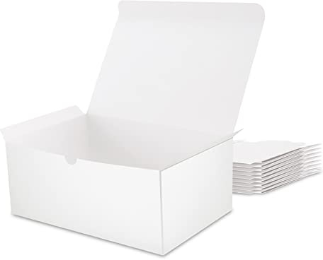 MALICPLUS Geschenkboxen mit Deckel, 24,1 x 16,5 x 10,2 cm, weiße Geschenkboxen für Geschenke, Brautjungfern, Antragsboxen, Großpackung für leichte Geschenke, Basteln (Grasstruktur), Weiß, 10 Stück