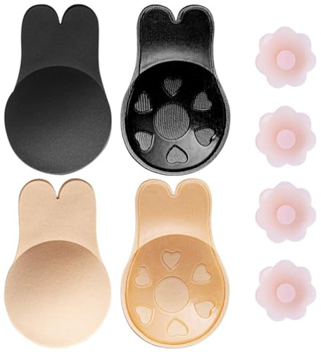 MELLIEX 2 Piezas Sujetador Push Up Adhesivo, Invisible Sujetador Sin Tirantes Silicona Cubierta de Pezón Reutilizable Mujer para Vestidos de Noche Vestidos de Baile