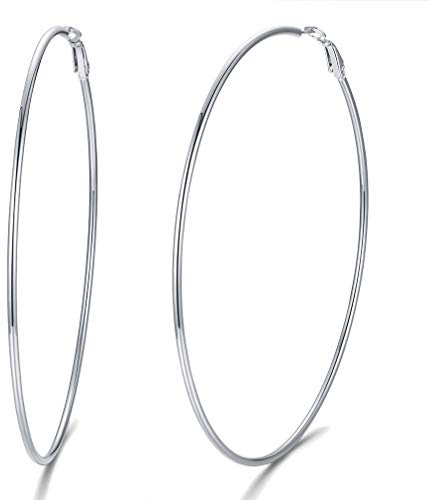 FaithHeart Edelstahl Creolen Ohrstecker mit Garnelenschnalle Hoop Ohrpiercing Damen Herren Minimalisitische Kreolen Ohrschmuck mit Hummerschnalle Ohrstecker in 30/40/70/100mm mit Geschenkebox