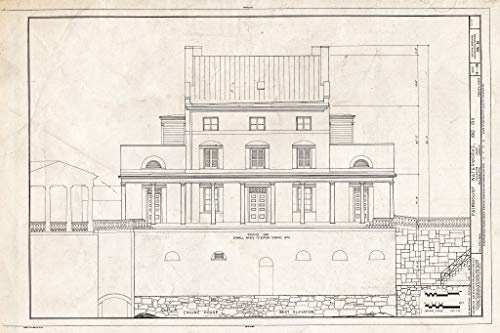 Historic Pictoric : Blueprint 15. Engine House west Elevation - Fairmount Waterworks, East Bank of Schuylkill River, Aquarium Drive, Philadelphia, Philadelphia County, PA 36in x 24in