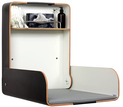 KAWAmaxi anthra | timkid Wickeltisch | TÜV-geprüft | klappbarer & platzsparender Wandwickeltisch | inkl. grauer Wickelmatte | Ideal für den öffentlichen & privaten Bereich | Made in Germany