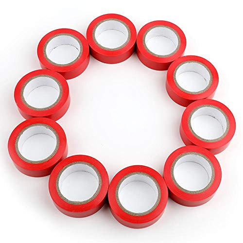 Cinta de PVC eléctrica, cinta aislante eléctrica, cinta impermeable de PVC, cinta aislante-10 rollos rojos