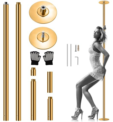 SereneLife barra pole dance, De baile, Plegable , Ejercicio, Para bailarinas, Principiantes, Ejercitadores, Atletas, Gimnasia, Fitness, Profesional, Clubes, Bares, Estudio, 1.21mts x 2