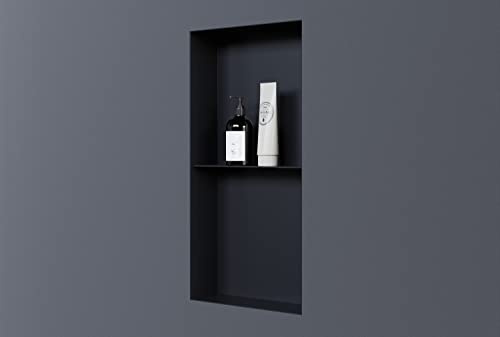 Bernstein Wandnische NT306010X 30 x 60 x 10 cm aus Edelstahl randlos befliesbar mit Ablage für Dusche, Badewanne oder Waschtisch in Schwarz für modernes und platzsparendes Baddesign