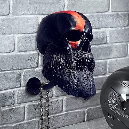 FLLG Motorcycle Skull Helmet Holder, Helmhalter Mit Totenkopf, Wand Skull Kopfhörerhalter Motorrad Helm Display Rack Aufbewahrung Halter,Für Mäntel, Reiter A