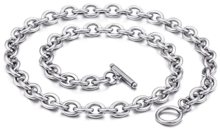 BCughia Collier Homme, Cadeau Meilleur Amie Argent Maille Gourmette Fermoir en Pince de Homard Fourchette Mariage Collier 500x6mm Homme