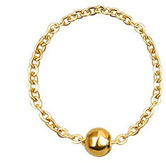 PAMTIER Damen Edelstahl Goldgefüllt Zierlicher Perlenring Schmale Kette Pinky Ehering Einer Größe 65