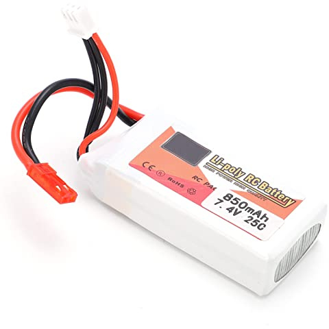Fupei Batterie Lipo 7,4 V 850 mAh 25 C, Batterie Portable Rechargeable légère 7,4 V 850 mAh pour Bateaux RC pour hélicoptère RC pour Voitures RC