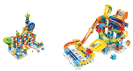VTech Marble Rush - Ultimate XL100 E Interaktive Murmelbahn mit spannenden Bahnelementen, 4-12 Jahre & Marble Rush - Racing M200 E – Interaktives Kugelbahn-Set mit Licht und Sound, 4-12 Jahre