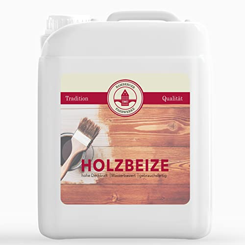 Bamberger Farbwerke Holzbeize Wasserbeize 1L (Nussbaum Dunkel) | Tischlerbeize auf Wasserbasis für Möbel, Türen, Treppen und Massivholz – betont die Maserung, gleichmäßiges Ergebnis