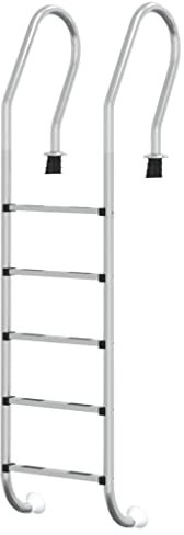 vidaXL Pool Leiter, Schwimmbadleiter mit 5 rutschfesten Trittstufen, Sicherheitsleiter für Pool Schwimmbecken, Einbauleiter Einstiegsleiter, Edelstahl 304