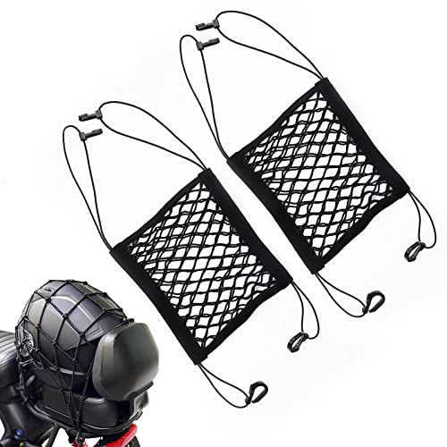 2pcs Motorcycle Cargo Nets, 10x11inch Double Layer Upgrade Cargo Net with 8 Hooks for Motorcycle High Elastic Motorcycle Bungee Cargo Net for Luggage Helmet Motorcycle Bike