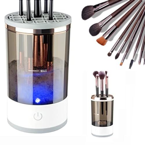 Nettoyeur de Pinceaux de Maquillage, Mandrin Transparent Multi,Brosse, 7000 Tours/Minute, Nettoyage et Séchage Automatique