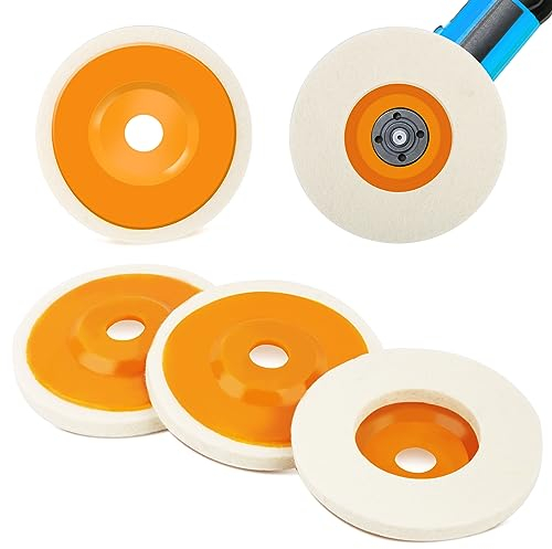 4 pezzi Disco di lucidatura in lana, 98mm Feltro Lucidatura Disco, Dischi di Lucidatura per Smerigliatrice Angolare, per Rettifica Delle Ruote Per Lucidatura Vetro, Ceramica, Plastica, Gioielli