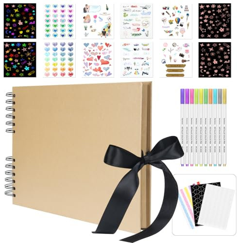 Bemece Scrapbook Photo Albums, 12 x 8 Inches Scrap Book With 80 Pages, DIY Photo Album For Wedding, Anniversary, Birthday, Travel, Friends, Baby - Kraft