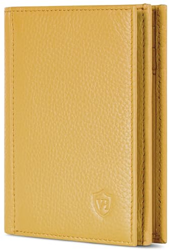VON HEESEN® Leder Geldbörse mit Münzfach & RFID Schutz Herren & Damen - Echtleder Geldbeutel für Männer & Frauen - Portemonnaie Brieftasche Wallet Portmonee (Gelb)