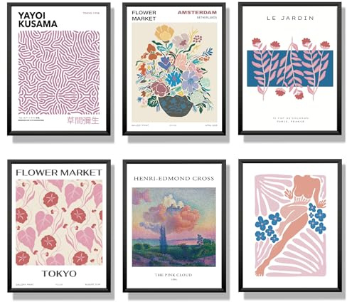Winund set de 6 posters muraux 30x40 cm, SANS CADRE, décoration murale de chambre, tableaux, posters et arts décoratifs, accessoires de décoration intérieure, affiche decoration murale (PINK_30X40)