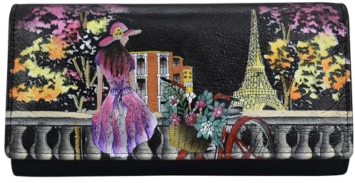 Anna by Anuschka Damen-Geldbörse, handbemalt, Leder, dreifach gefaltet, Organizer
