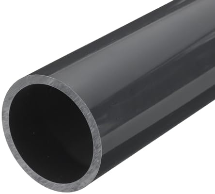QUARKZMAN PVC Rohr Durchmesser 53.6mm Rund Kunststoffrohr Hellgrau | Länge 350mm, Für Garten Aquarium Wasserleitung Kabelkanal, lüftungsrohr