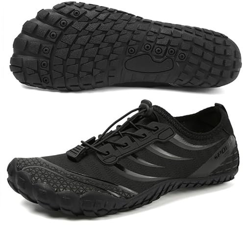 ziitop Barfußschuhe Herren Wasserschuhe Damen Barfußschuhe Damen Wasserschuhe Herren Aquaschuhe Strandschuhe Schnell Trocknen Surfschuhe Schwimmschuhe für Beach Pool Surfen Yoga(Schwarz 46EU)