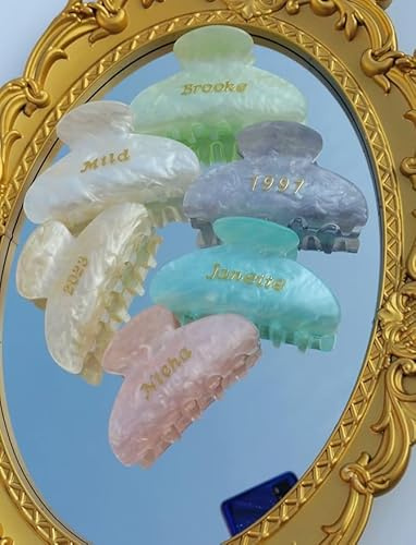 Personalisierte Haarspangenkralle - Haarkralle mit individuellem Namen, Hochzeits-Haarklammer, Brautjungfern-Haarnadeln, Geburtstagsparty-Haaraccessoire (Perlen Weiße Haarspange)