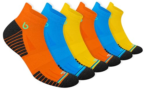 BAMBOS Sneaker strumpor ultramjuka bambu män kvinnor korta sportstrumpor löpstrumpor, 3/6 par, Blå, gul, orange 6P, 38-42