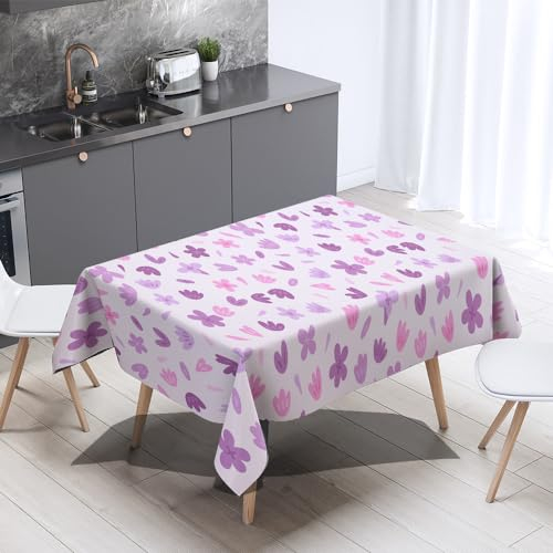 Gartentischdecke Pink Lila Print Tischdecke Outdoor Indoor Wasserdicht Tischdecke Geburtstag Tischdecke Abwaschbar Fleckschutz Party Tischdecke Esstisch Table Cloth(140x240cm)