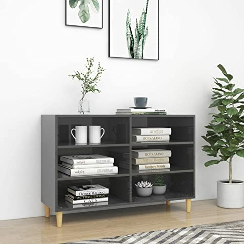 LAPOOH Sideboard, Kommode Schlafzimmer, Kommoden & Sideboards, Wohnzimmerschrank, Flur Kommode, Zimmer Möbel, Hochglanz-Grau 103,5x35x70 cm Spanplatte
