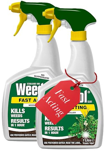 Weedkiller Extra Strong Spray Bundle - Pack of 2 x 1L Ready to Use Weed Control Fast Acting Weed Killer with Topline Card. Suitable for Use on Flower Beds, Vegetable Patches as well as borders