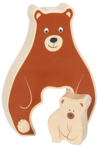 goki 57332 - Aufstellpuzzle Bär aus Holz – Lernspielzeug, Fördert Kreativität, Geschicklichkeit, Konzentration und Fantasie, 2-er Set, ab 1 Jahr