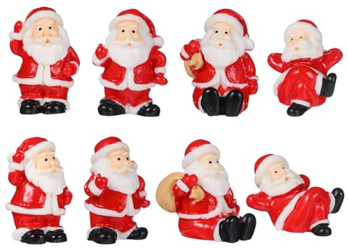 Cabilock 12pcs Lovely Santa Claus Statue Ornament, Mini Christmas Santa Figure Bulk Ornament Micro Landscape Decorations Resin Christmas Ornaments for Xmas Party Supplies