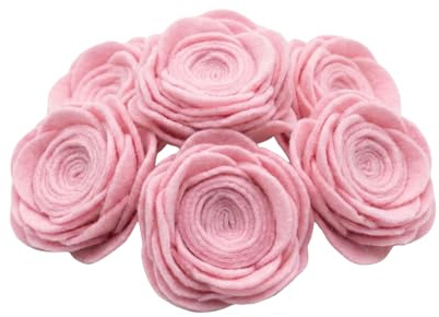 edelkern 6x Filz Rosen Deko Rosa – Hochwertige Filzblumen zum Basteln, Nähen & Kleben – Rosenköpfe als Streudeko & Tischdeko für Hochzeit, Taufe, Geburtstag & DIY Floristik (Ø 6cm)