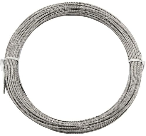 COYOUCO Câble en Acier Inoxydable 304 De 5-8 Mm avec Revêtement en Vinyle, Corde Métallique avec Serre-Câbles, 7X19 Torons pour Tyrolienne Jardin, Garde-Corps Terrasse, Élévateurs,Diameter 6mm/100m