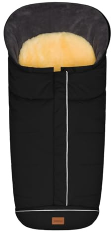 Fillikid Echtfell-Winterfußsack Nanga Exklusiv | Integrierte Gurtschlitze & herausnehmbare Lammfelleinlage | Für Kinderwagen Buggys & Sportwagen | 50x100 cm | Maschinenwaschbar | Ab 6 Monaten