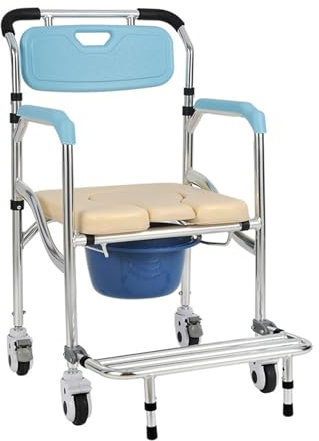 Chaise De Toilette Fauteuil Roulant,Chaise Percée Avec Plaque D'assise Rembourrée Et Seau De Toilette Charge Maximale : 150 Kg - Chaise De Toilette Pour Personnes Âgées Et Femmes Enceintes