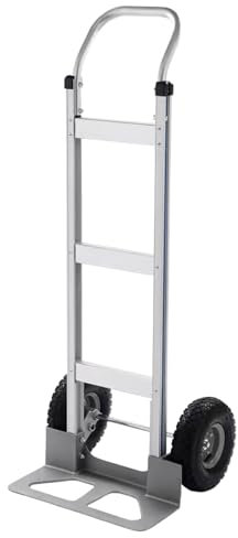 Carrello a Mano, Carrello Manuale in Alluminio, Carrello di Trasporto con Manico e 2 Ruote, Carrello Portata di 200 kg. Carrello Portapacchi in Magazzino, Supermercato, Giardino, Traslochi