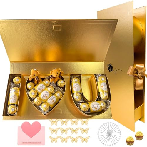 Valentines Day Flower Gift Box I Love You MOM Letter Heart Shaped Fillable Gift Box Empty Cardboard Flower Box Chocolate Strawberry Candy Jewelry Package for Luxury Style Flower Gift Arrangements