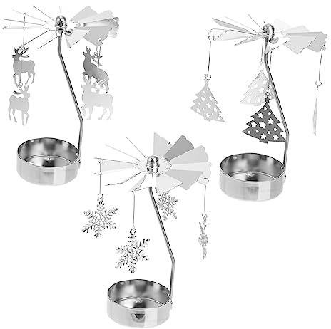 COSMEVIVI 3stücke Metall Schneeflocke Kerzenhalter Drehbarer Weihnachtskerzenhalter Kerzenständer Aus Metall Mit Schneeflocke Für Wohnzimmer Dekoration