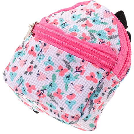 LALADEFIEE Mini Paquet à Dos pour Poupée Bjd Paquet à Dos Miniature en Polyester Motif Floral Rose Accessoire Décoratif pour Poupée pour Chambre D’garçon et Filles