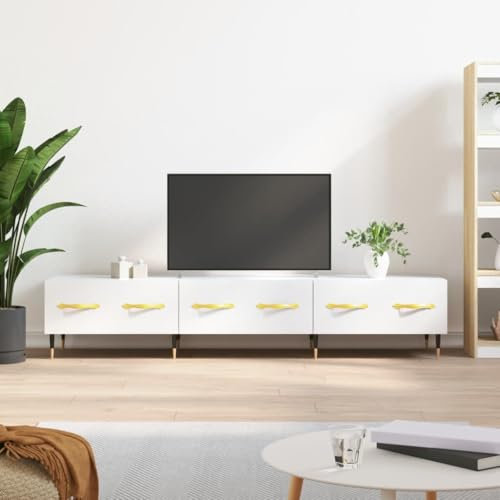 ShGaxin 829134 Meuble TV en bois d'ingénierie blanc brillant 150 x 36 x 30 cm