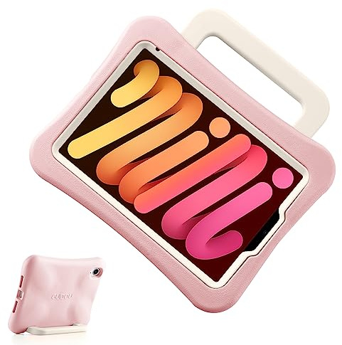 DarSeity Kinder Tasche für iPad mini 7 2024 /iPad mini 6 2021, leichtes Gewicht stoßfest/fallgeschützt mit Griff/Kickstand, kinderfreundliche Hülle für iPad mini 7/6th Gen 8.3inch (Pink)