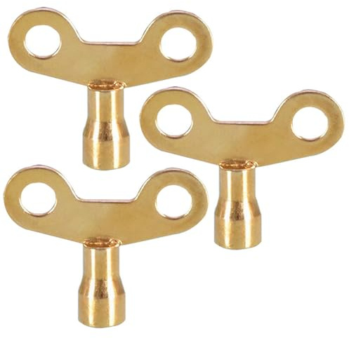 Pack of 3 Brass Radiator Key, Radiator Bleed Key, Radiator Bleed Valve Key, Clock Type Radiator Key, for Bleeding and Air Vent, Key to Bleed Radiator UK