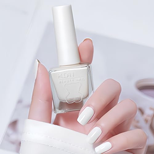 Pure White Nail Polish - Milky White Nail Polish - Air Fast Drying Nail Varnish - Long Lasting white Nail Art Polish French Tip - High Glossy Smooth French Nail Paint For Women Manicure DIY