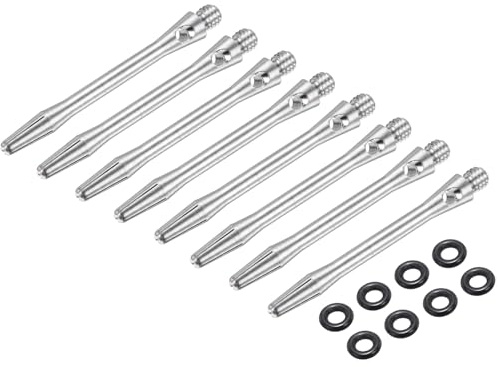 PATIKIL Dartskaft i aluminium, 45 mm, 8-pack 2 BA gängdartstjälkar, ersättningstillbehör med gummiringar för stålspets, silver