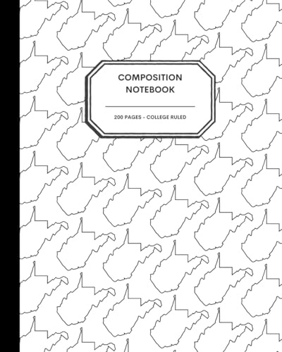 8x10 Composition Notebook - 200 College Ruled Pages - West Virginia State Outline Notebook Journal with Clean White Background for Kids, Preteens, Teens and Adults
