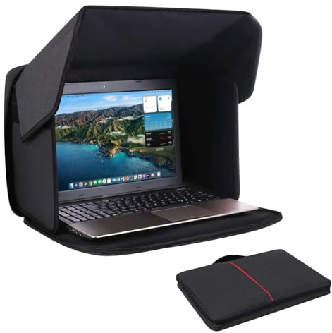 Volnamal 16 Inch Laptop Sun Protection Portable Laptop Umbrella Computer Sun Protection Bag for Outdoor Work Foldable Shield Cover Outdoor Foldable Privacy Cover Hood 2-in-1