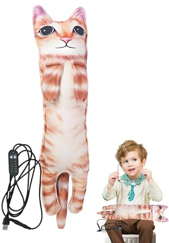 Almohada térmica eléctrica para muñecas, almohadilla térmica para gatos para calambres, cojín térmico acogedor para mujeres con tensión de espalda