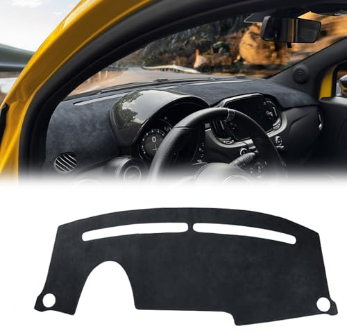 KUNGKIC Per Abarth 595 695 2017-2024 Copertina per Cruscotto in Flanella per Auto, Protezione Solare per Interno Auto, Protezione dalla Luce per Cruscotto, Protezione in Spugna per Cruscotto