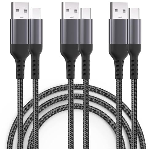 Bkayp 2m Lot de 3 Câble USB C Chargeur Type C vers port de type A en Charge Rapide Nylon Tressé Câble Chargeur